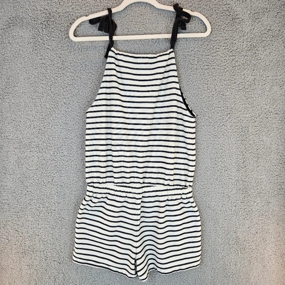 Madewell Black & White tie at shoulders Romper With Pockets. Sz XS - Picture 8 of 11